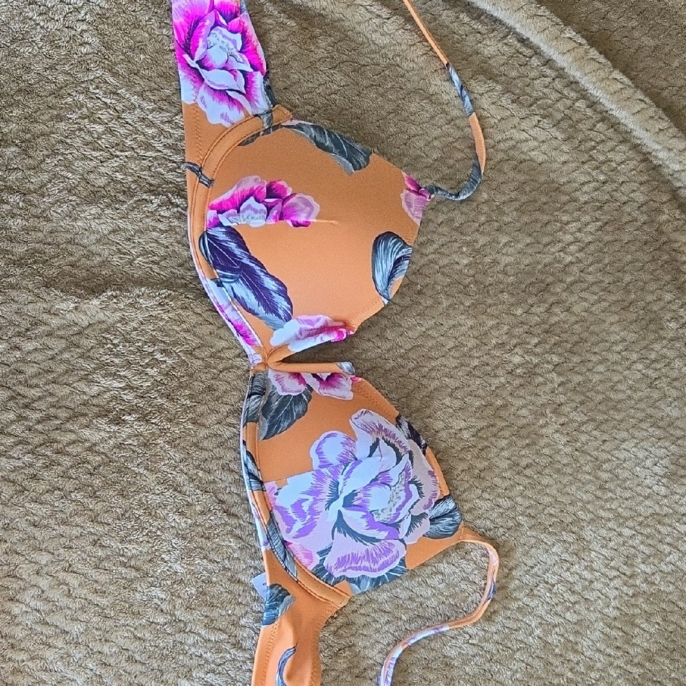 Floral Orange Shade And Shore Bikini Top 34B